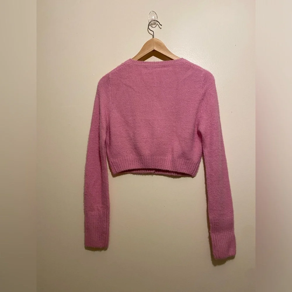 Kimchi Blue Soft Pink Cropped Cardigan. Size S - Picture 3 of 8